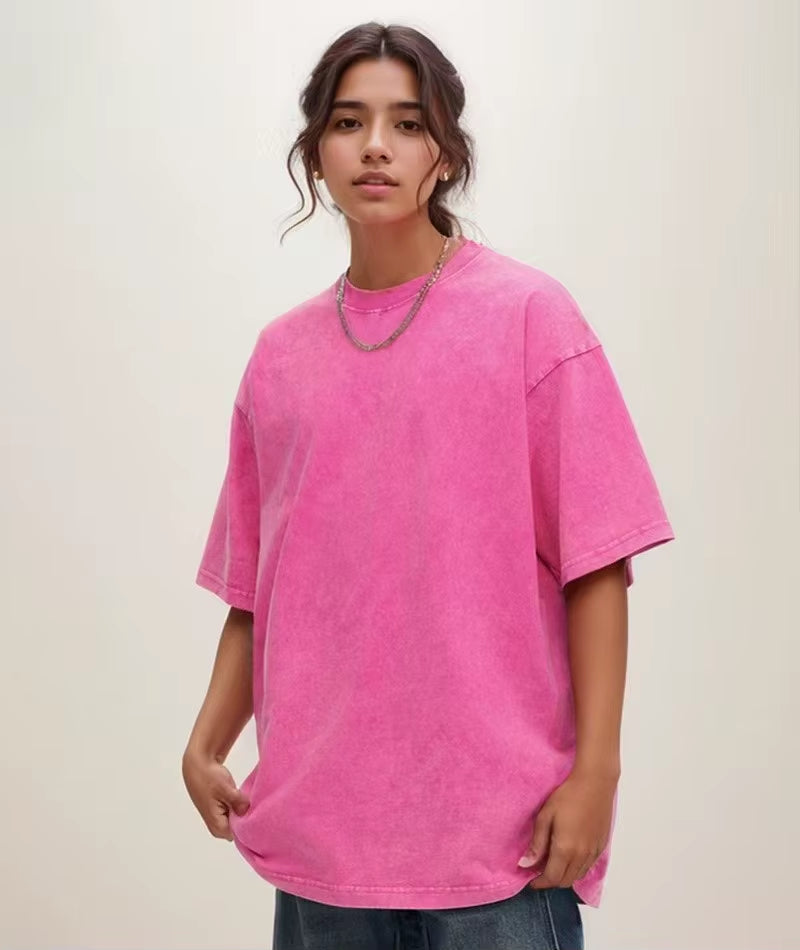 230G T-Shirt Oversized Acid Washed Tee Print Retro Punk T-Shirt for Men'S Women'S Adults 100% Cotton Harajuku Casual Streetwear