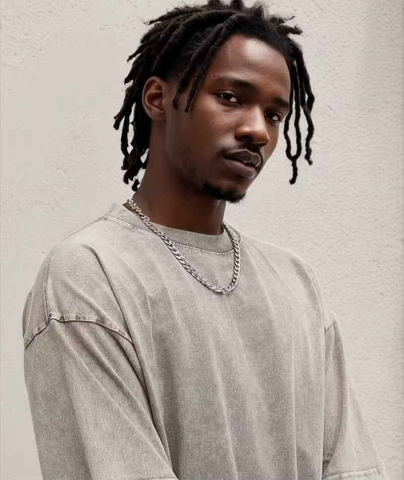 230G T-Shirt Oversized Acid Washed Tee Print Retro Punk T-Shirt for Men'S Women'S Adults 100% Cotton Harajuku Casual Streetwear