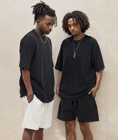 230G T-Shirt Oversized Acid Washed Tee Print Retro Punk T-Shirt for Men'S Women'S Adults 100% Cotton Harajuku Casual Streetwear